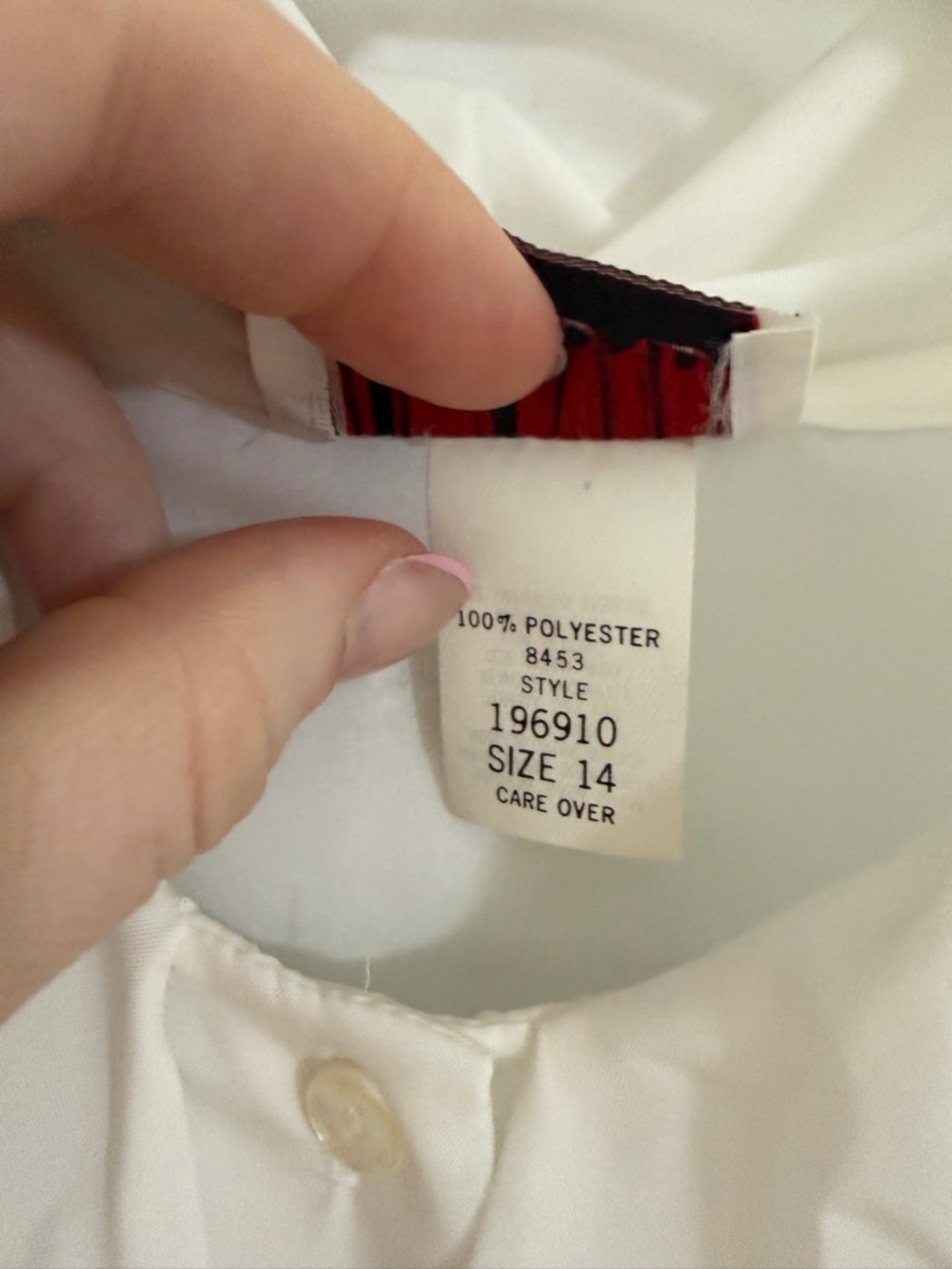 Vintage tuxedo-style blouse Judy Bond White Lace Trim Blouse Size 14 #3062 - Picture 3 of 4
